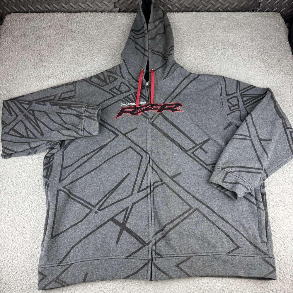 Polaris‎ RZR Racing Hoodie Sweatshirt 3XL Gray Full Zip SxS Slingshot Off Road